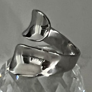 Stainless Steel Modern Double Spoon Ring, Large Spoon Ring, Silver ...