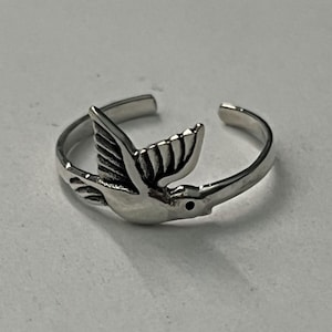 Anillo ajustable para el dedo del pie en plata de ley: diseños de pájaro y cruz