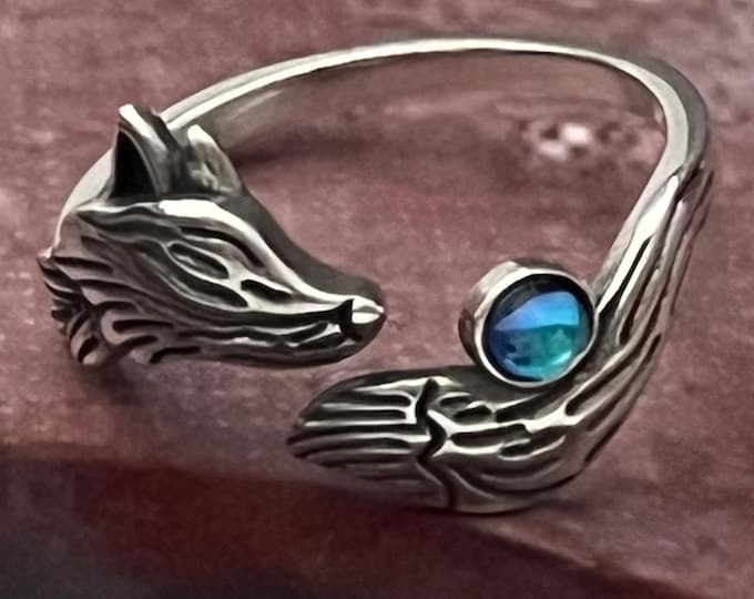 Star Fox Rings Sterling Silver Fox Ring With Moonstone, Retro Adjustable Statement ...