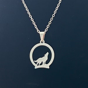 Geometric Wolf Stainless Steel Pendant Necklace