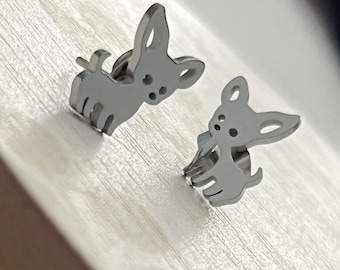 Chihuahua Cute Dog Stud Earrings, Small Stainless Steel Simple Earrings, Gift for Her