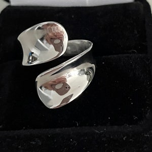 Stainless Steel Modern Double Spoon Ring, Large Spoon Ring, Silver ...