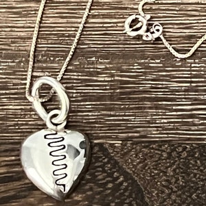 Heart Charm Pendant, 950 Solid Sterling Silver, Broken Heart, Love Jewelry