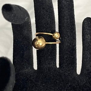 Golden Irregular Two Balls Design Ring, Stainless Steel Adjustable Open ...