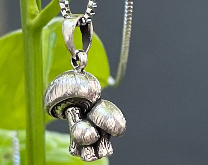 Sterling Silver Mushroom Family Pendant, Silver Mushroom Pendant