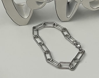 Pulsera de cadena con clip de acero inoxidable: elegante joya de eslabones