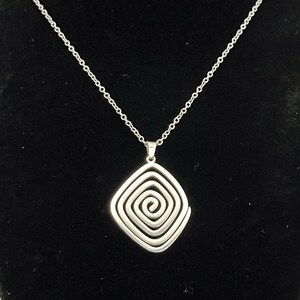 Geometric Spiral Swirl Pendant Necklace, Stainless Steel Silver Pendant Necklace, Christmas Gift for Him or Her