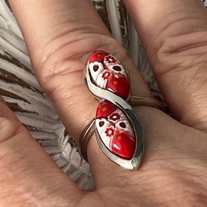 Red Murano Glass Ring, Design Ring, Murano Glass Ring from Venice Italy