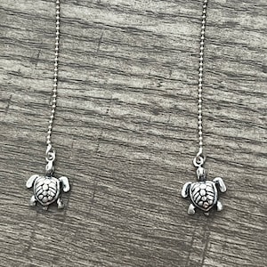 Turtle Dangle Earrings, 925 Sterling Silver, Turtle Earrings, Sea Turtle Jewelry, Nautical Earrings, Gift for her