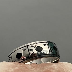 Lucky Ace of Spades roestvrijstalen ring, spiegelmagische speelkaart roestvrijstalen ring voor mannen en vrouwen, mode-sieraden cadeau!