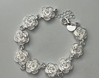 S925 Pure Silver Rose Bracelet, Daily Wear & Parties