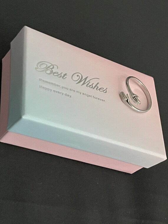 Sterling Silver Hug Ring: Adjustable Embrace Gest… - image 5