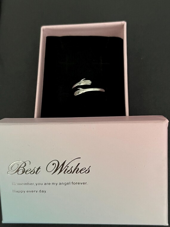 Sterling Silver Hug Ring: Adjustable Embrace Gest… - image 4