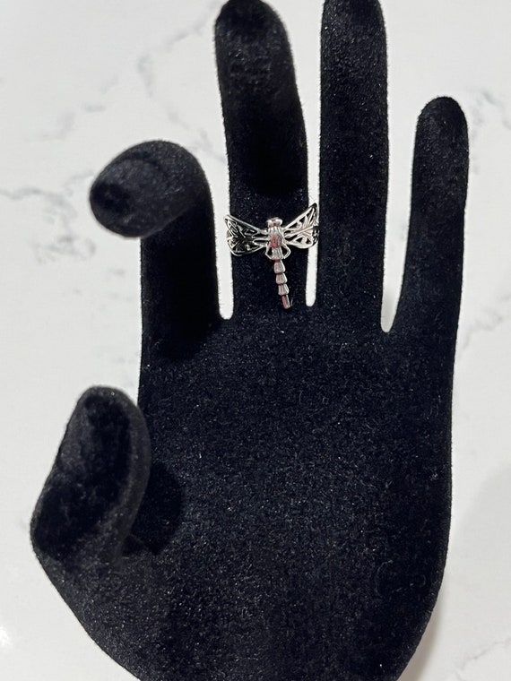 Sterling Silver Dragonfly Ring: Nature Boho Jewel… - image 1