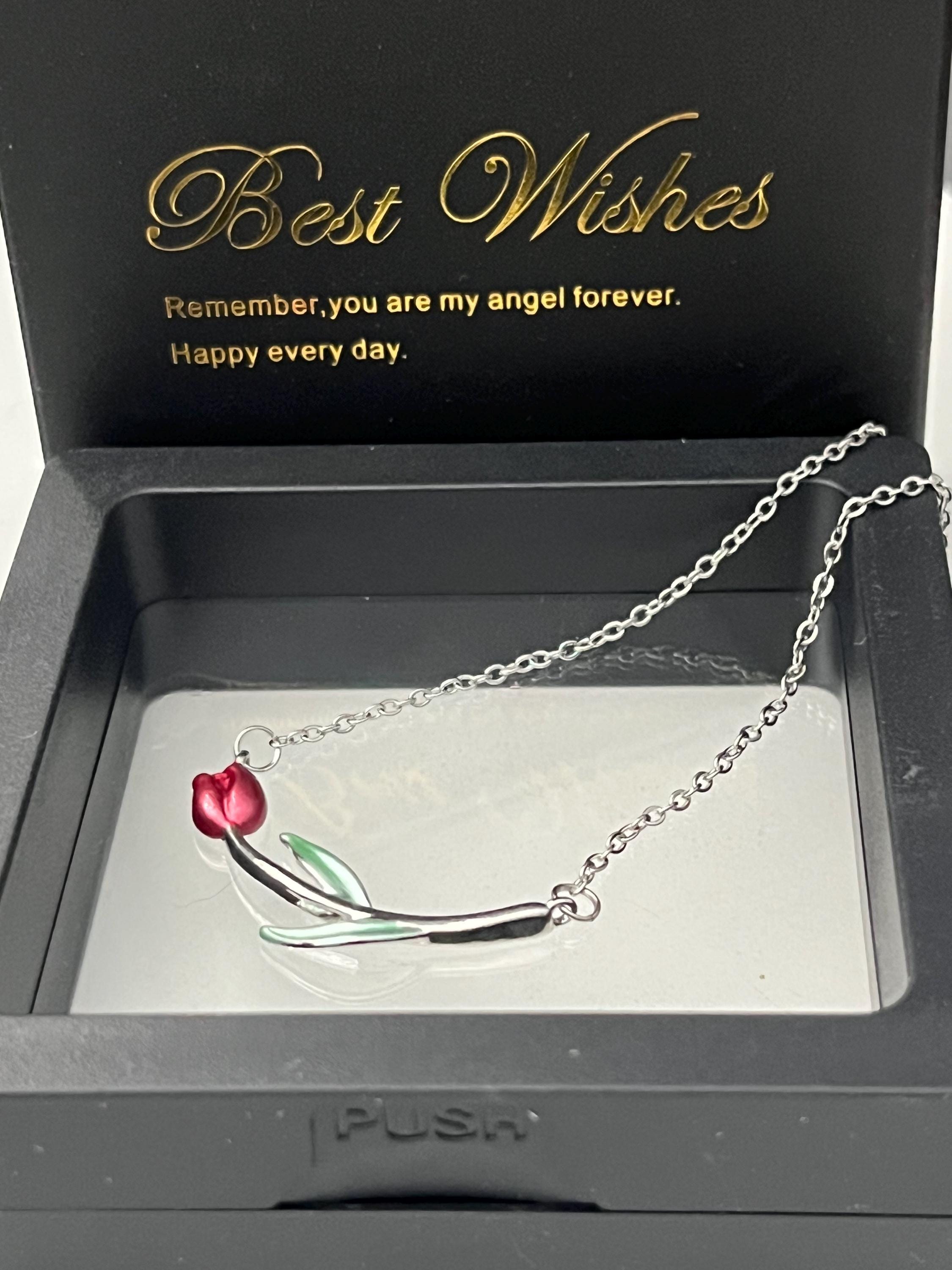 Delicata collana con ciondolo a forma di tulipano in argento Sterling