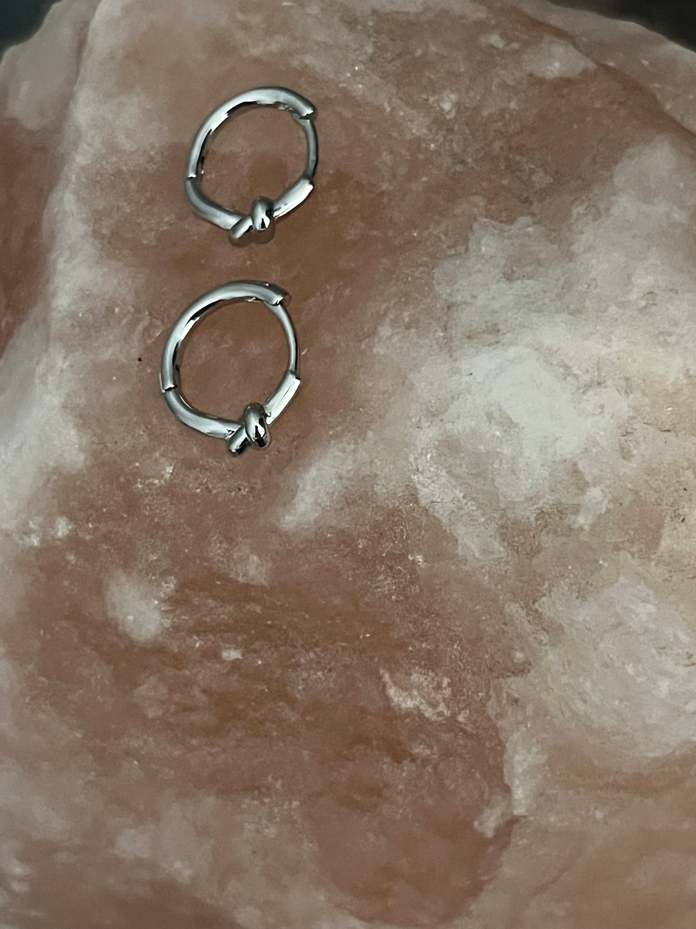 Knotted Hoop Earrings, Tiny Sterling Silver Hoop Earrings, Trendy ...