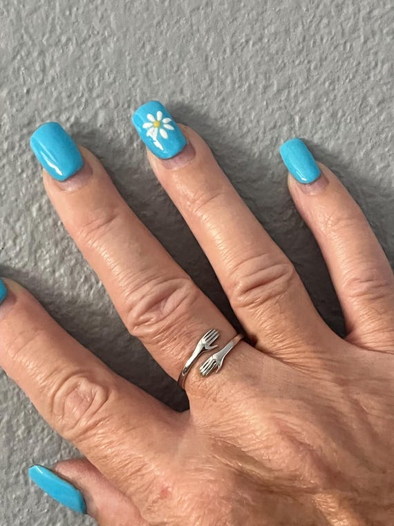 Sterling Silver Hug Ring: Adjustable Embrace Gest… - image 3