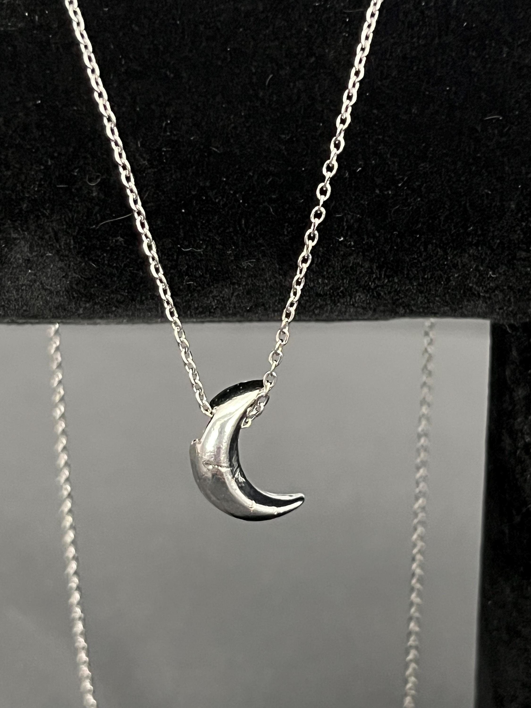 Sterling Silver Moon Pendant Necklace: Minimalist Celestial Jewelry - Etsy