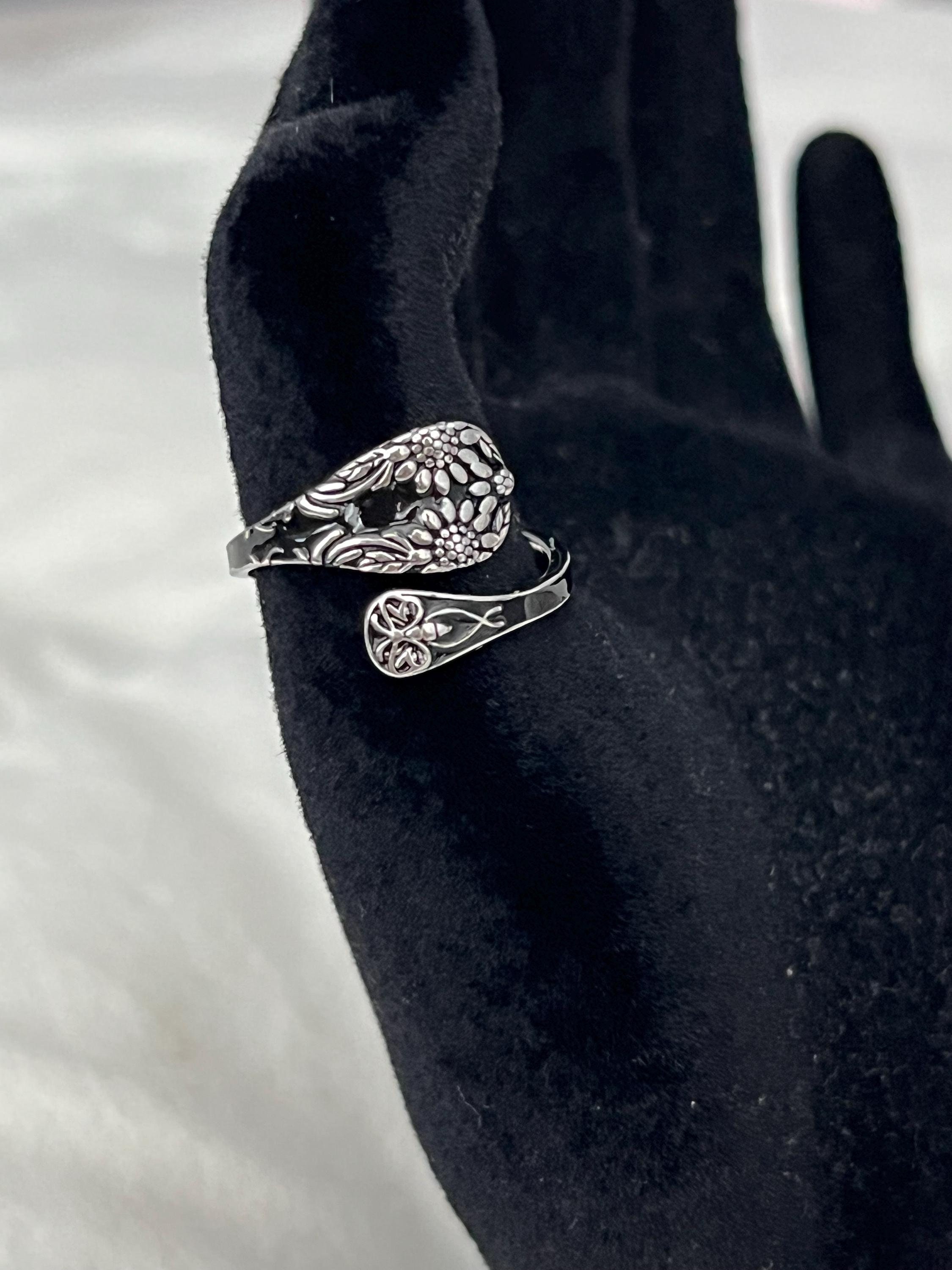 Vintage Style Sterling Silver Sunflower Bee Spoon Ring - Adjustable - Etsy
