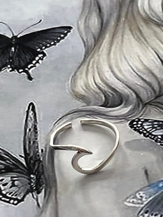 Sterling Silver Breaking Wave Toe Ring: Adjustabl… - image 10