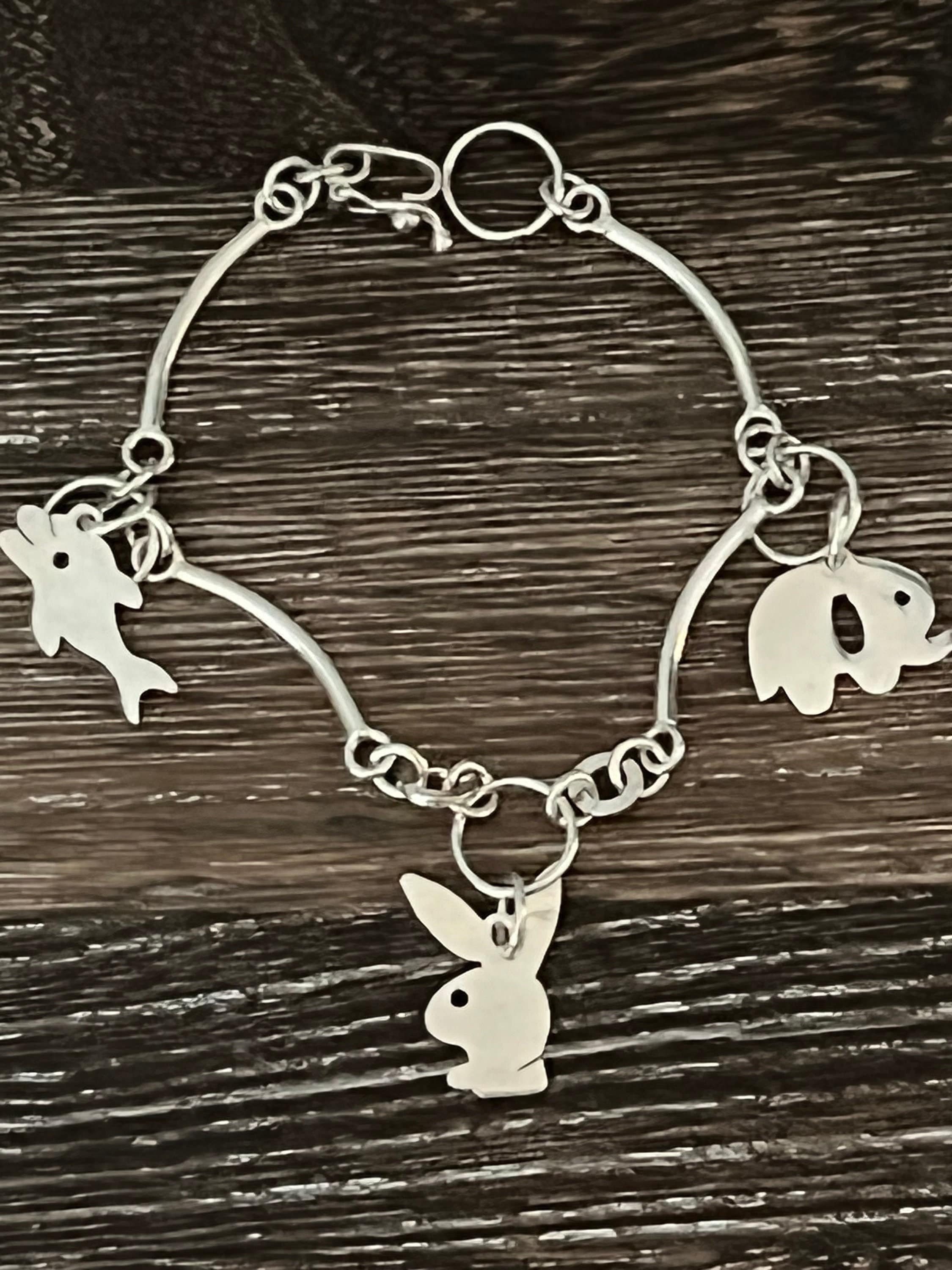 Elephant Playboy Bunny Dolphin Charm Bracelet 950 Sterling Etsy