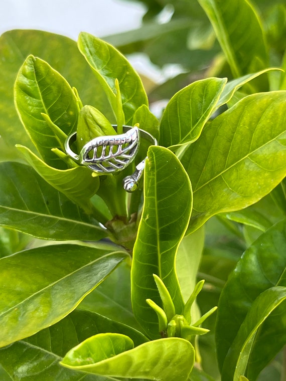 Adjustable Sterling Silver Leaf Ring: Nature Insp… - image 9