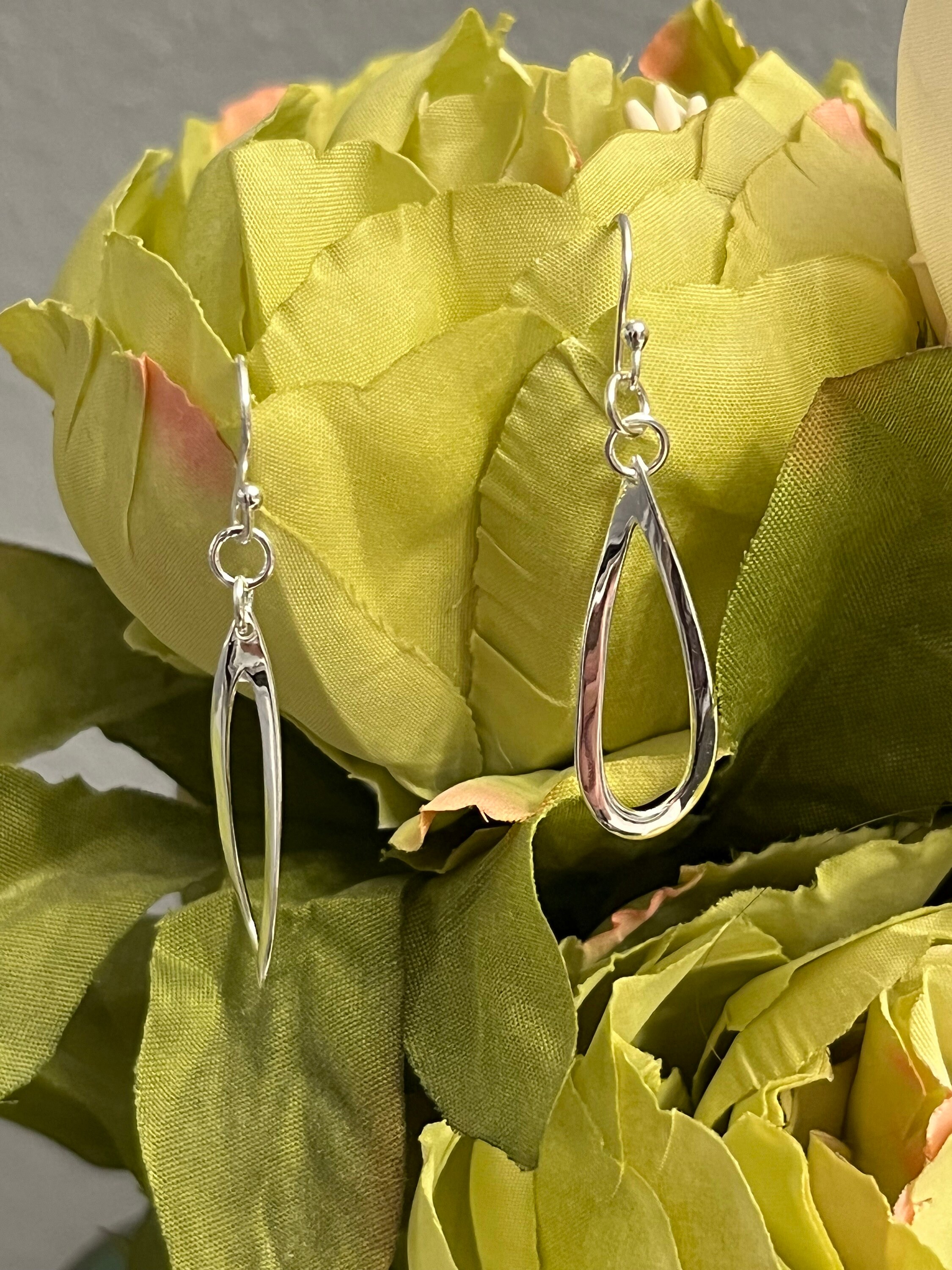 Freeform Dangle Hook Earrings 925 Sterling Silver Earrings Etsy