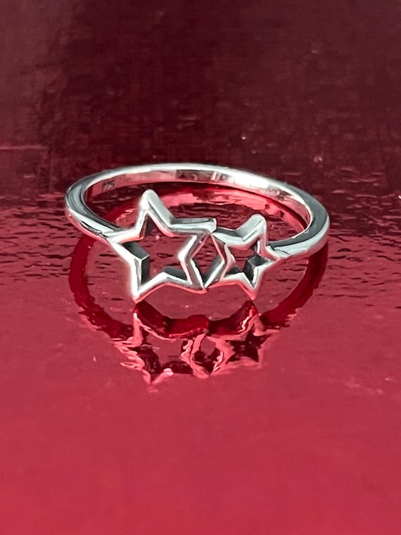 Sterling Silver Stars Ring, Celestial Ring:  Size… - image 10
