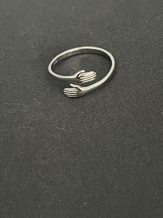 Sterling Silver Hug Ring: Adjustable Embrace Gest… - image 8