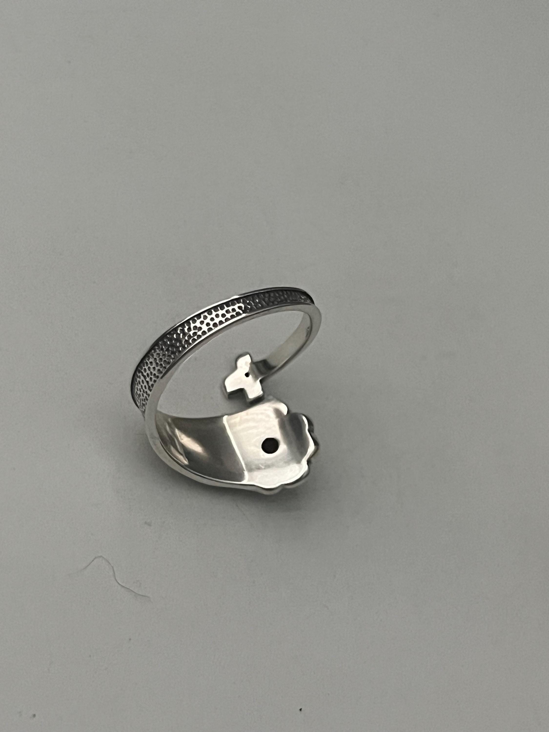 S925 Silver Rose Cross Ring With Red Zirconia - Adjustable - Etsy