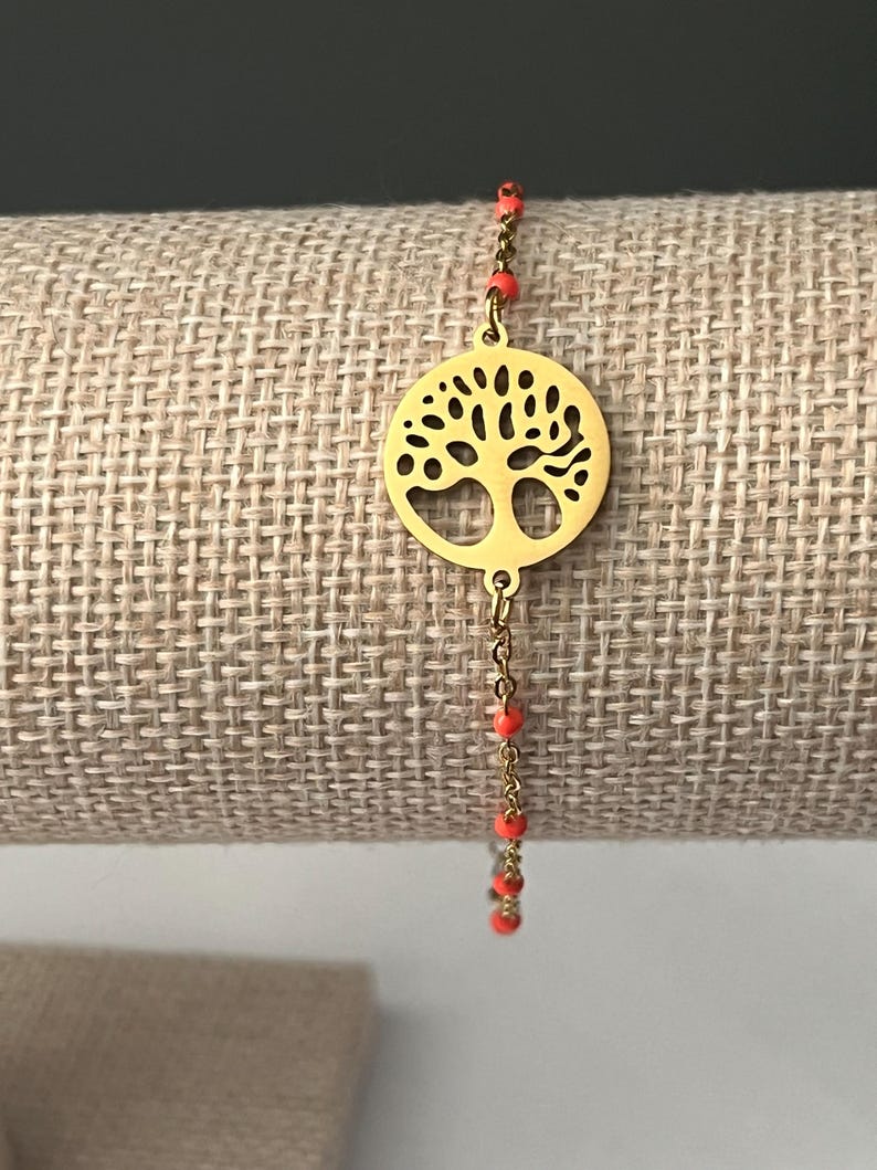 Stainless Steel Tree of Life Beaded Bracelet: Bohemian Style - Etsy