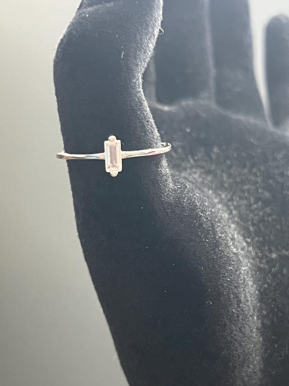 925 Sterling Silver Rectangular Ring: Geometric C… - image 1