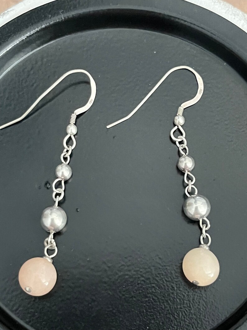 Handmade Peach Pink Aventurine Gemstone Long Dangle Earrings - Etsy