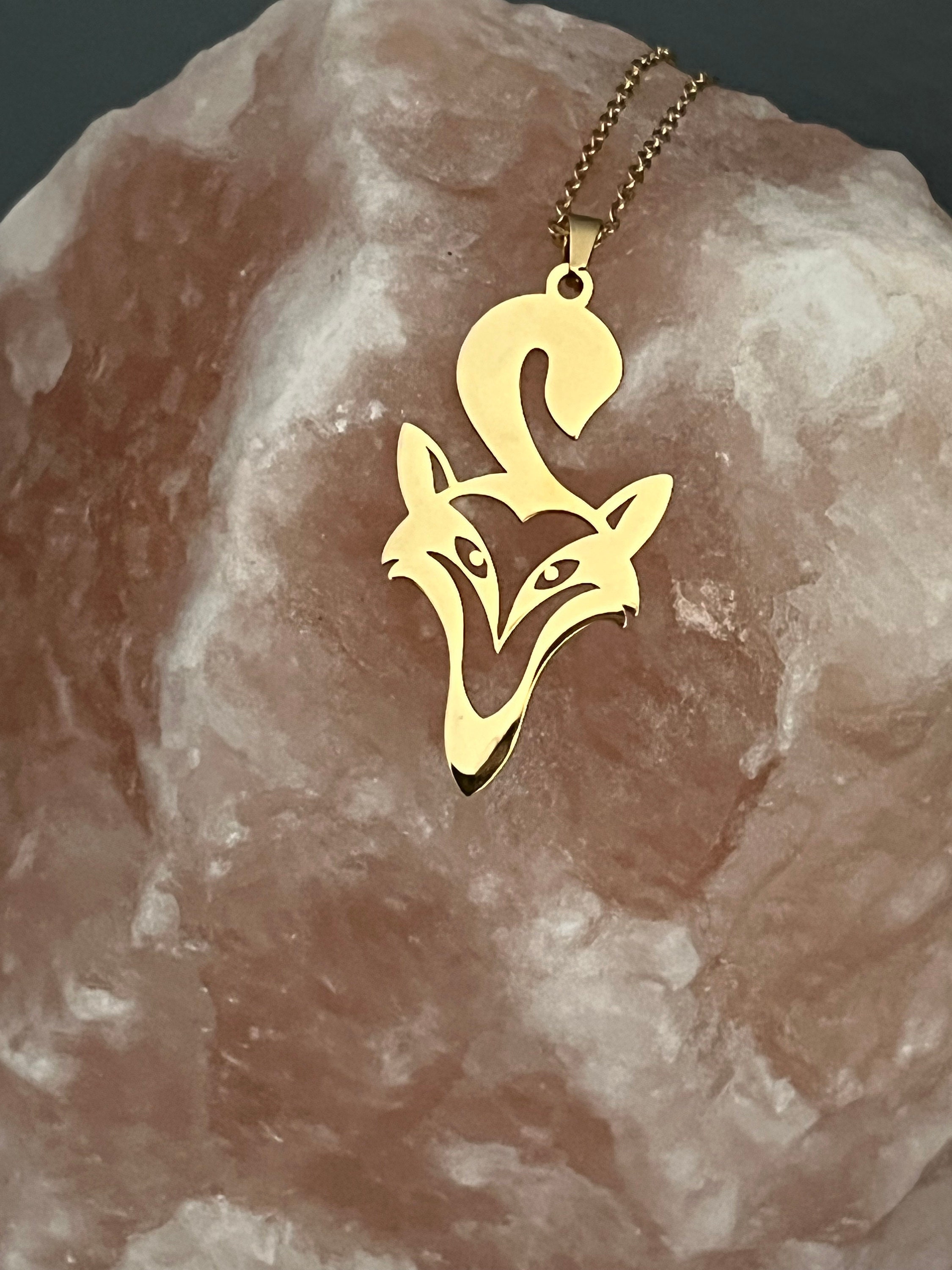 Fox Pendant Necklaces, Gold & Silver Stainless Steel Fox Pendant