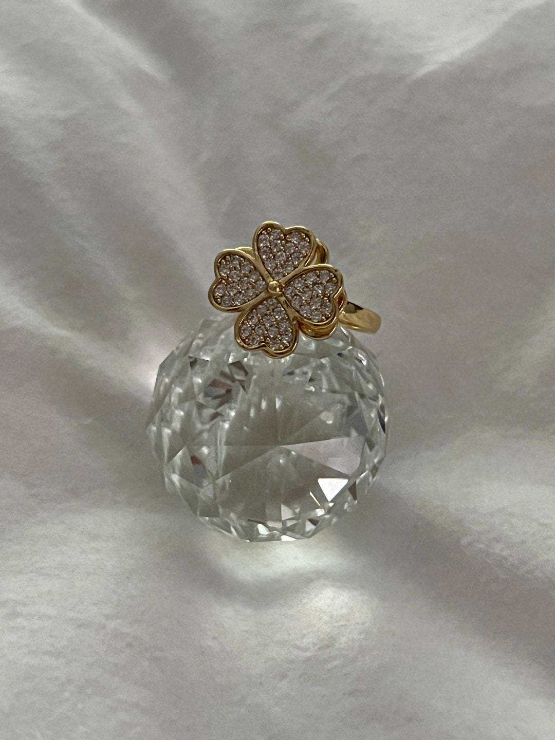 Flower Anxiety Fidget Ring: Stainless Steel Cubic Zirconia - Etsy