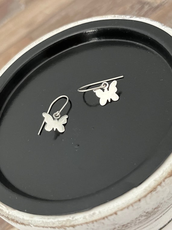 Butterfly Sterling Silver Tiny Hook Earrings: Min… - image 5
