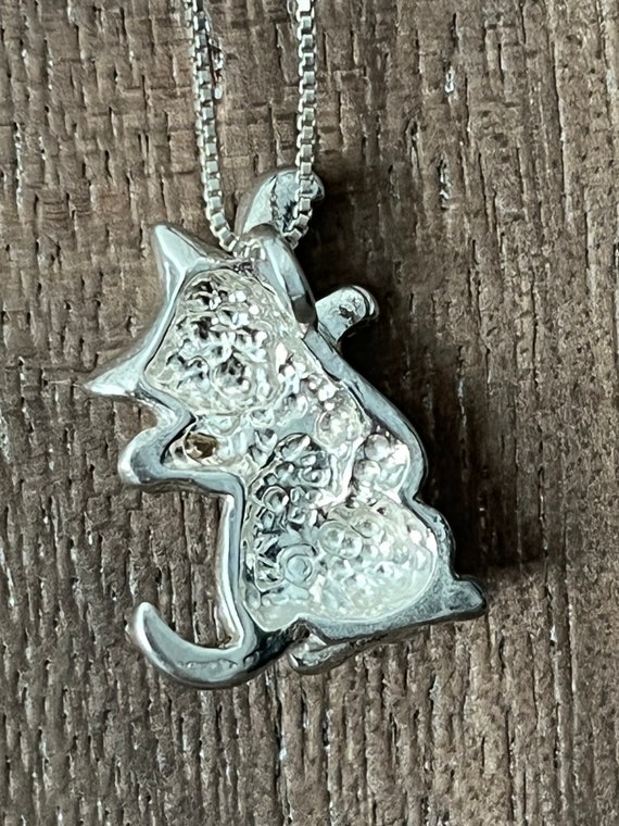 Kitty Cat Pendant Necklace, 925 Sterling Silver C… - image 3