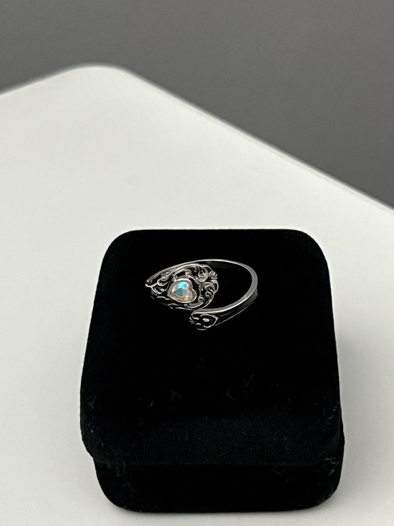 Vintage 925 Silver Moonstone Ring: Openwork Adjustable Band - Etsy