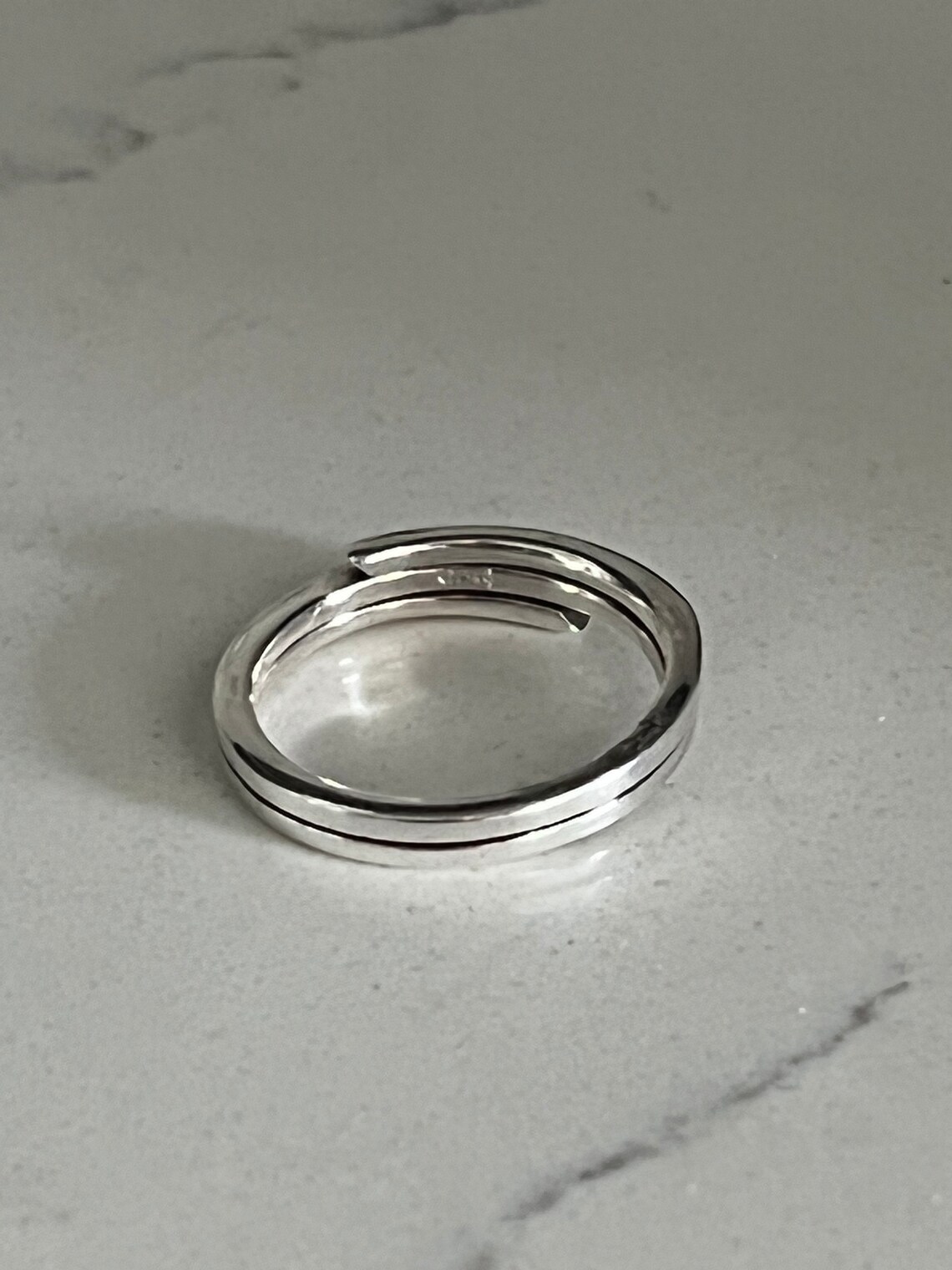 Sterling Silver Heavy 3line Ring, Silver Band Ring, Simple Silver Band