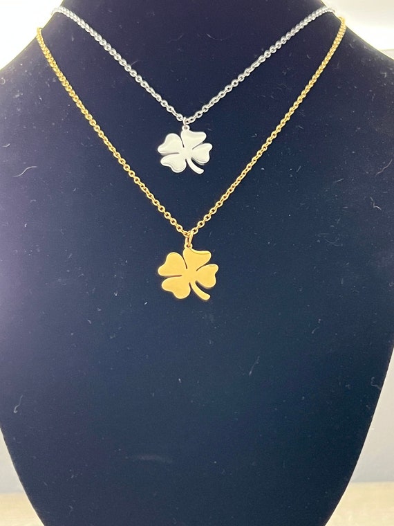 Four Leaf Clover Adjustable Necklace, Lucky Stainl