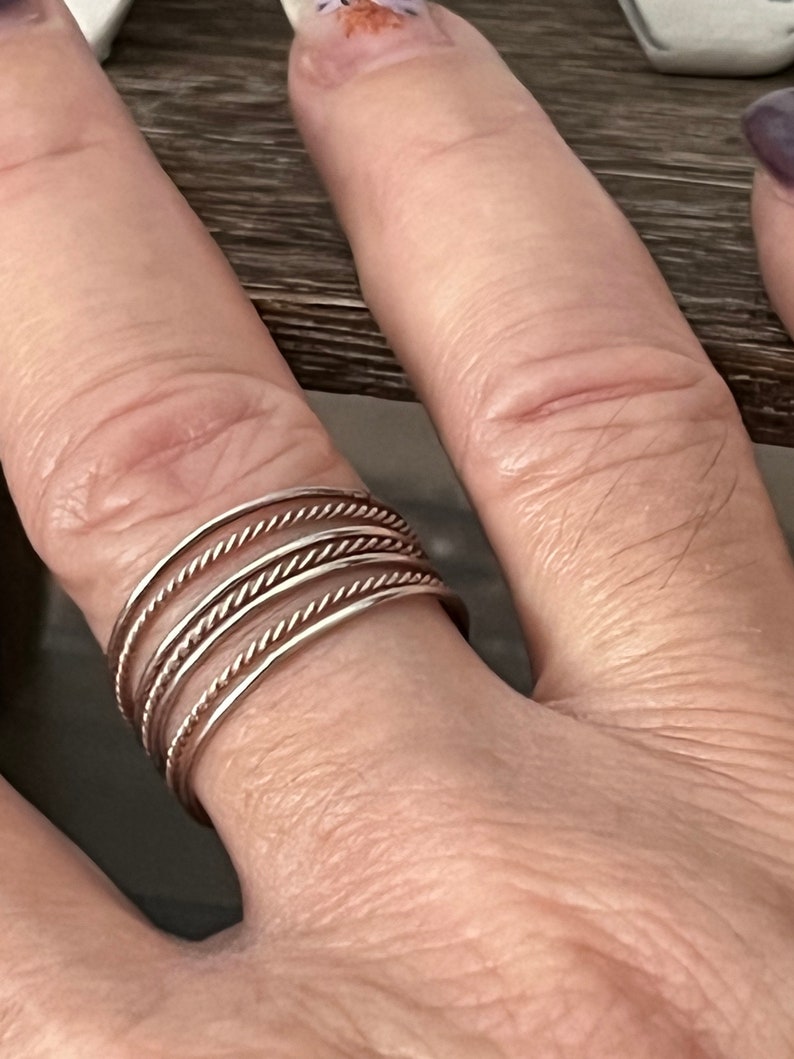 Seven Band Silver Ring 925 Sterling Silver Etsy