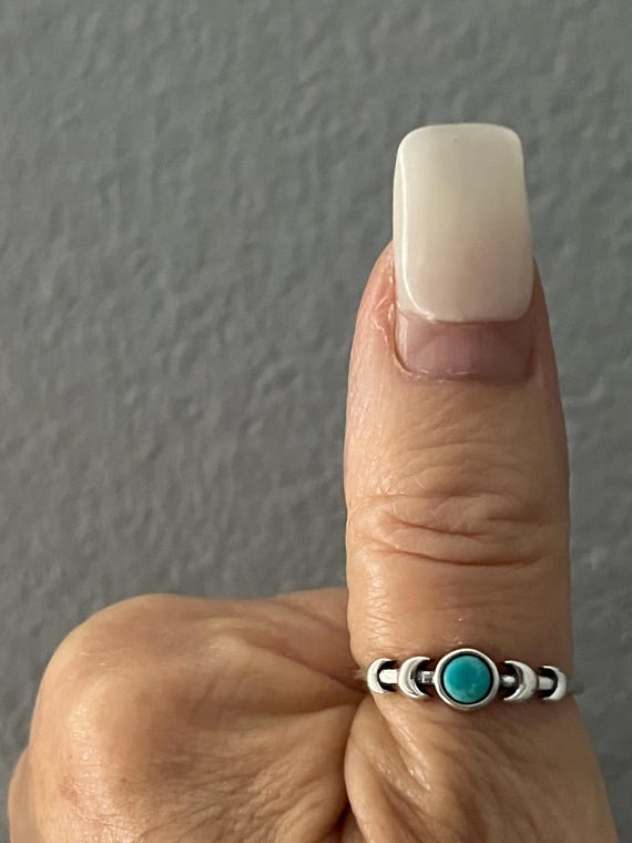 Sterling Silver Larimar Celestial Spoon Ring & Mo… - image 4