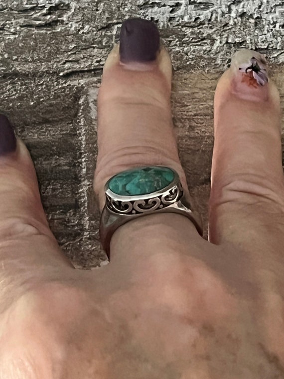925 Sterling Silver Turquoise Oxidized Ring