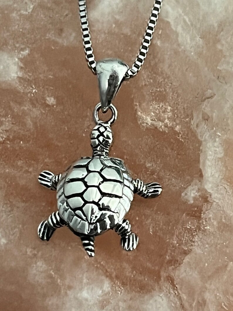 Sterling Silver Turtle Pendant Necklace, Silver Pendant With Moving