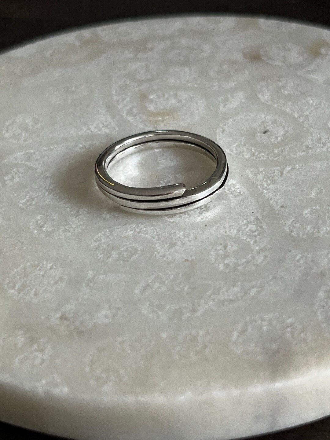 Sterling Silver Heavy 3line Ring, Silver Band Ring, Simple Silver Band