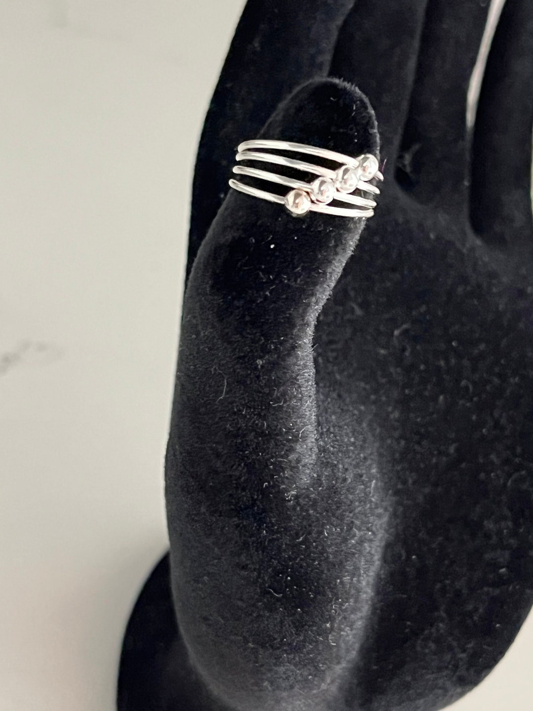 Sterling Silver Toe Ring With Four Sliding Balls, Adjustable Toe Ring