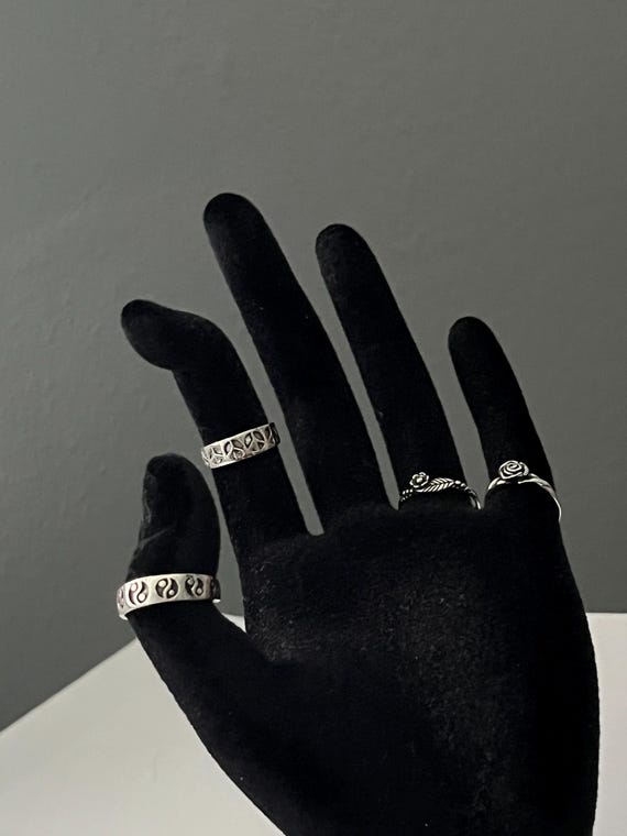 Sterling Silver Adjustable Toe Ring: Rose, Yin Ya… - image 1