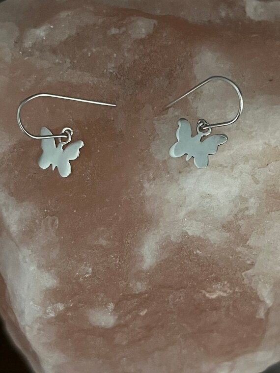 Butterfly Sterling Silver Tiny Hook Earrings: Min… - image 10