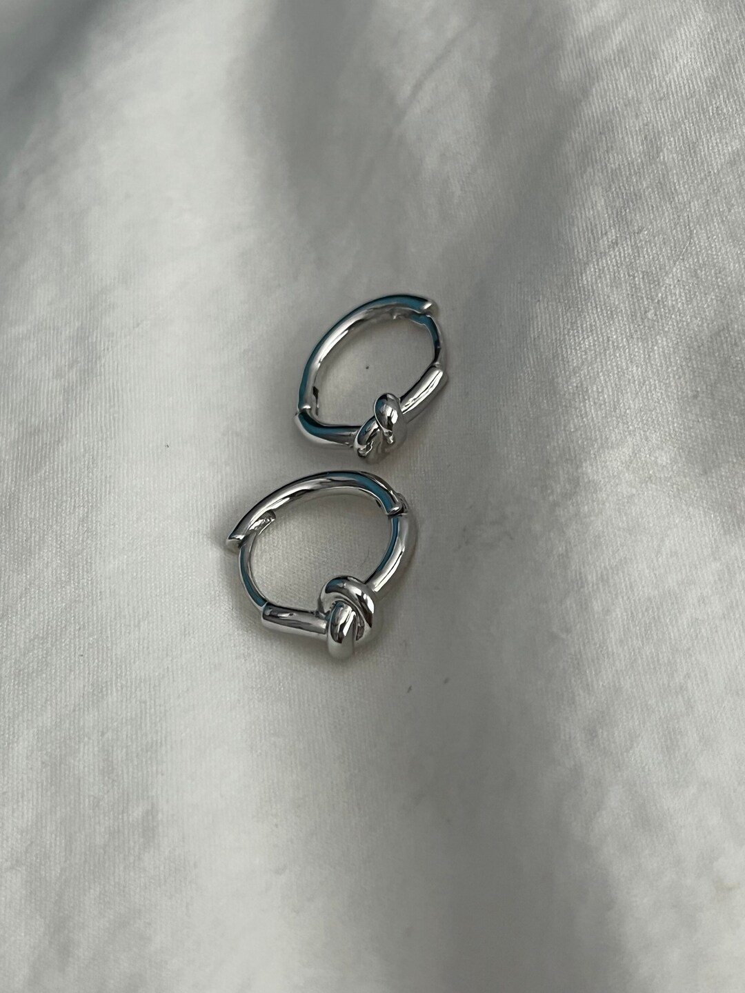 Knotted Hoop Earrings, Tiny Sterling Silver Hoop Earrings, Trendy ...
