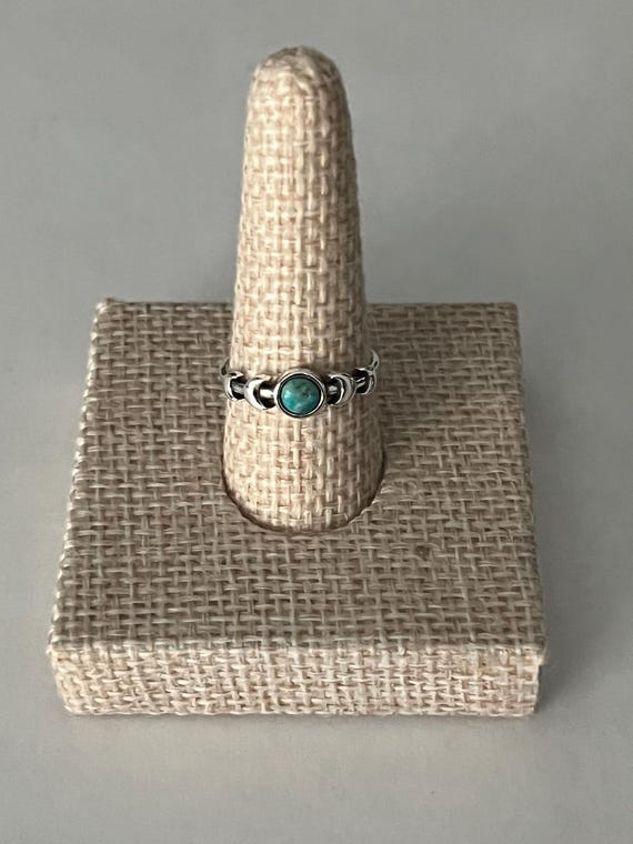 Sterling Silver Larimar Celestial Spoon Ring & Mo… - image 2